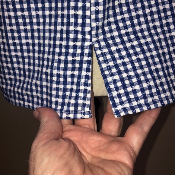 NWOT Dalia Blue and White Gingham Sleeveless Top w/ Decorative Bows - Size Small - Picture 7 of 12